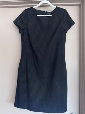 Banana Republic Black Pinstripe Short-Sleeve Midi Dress